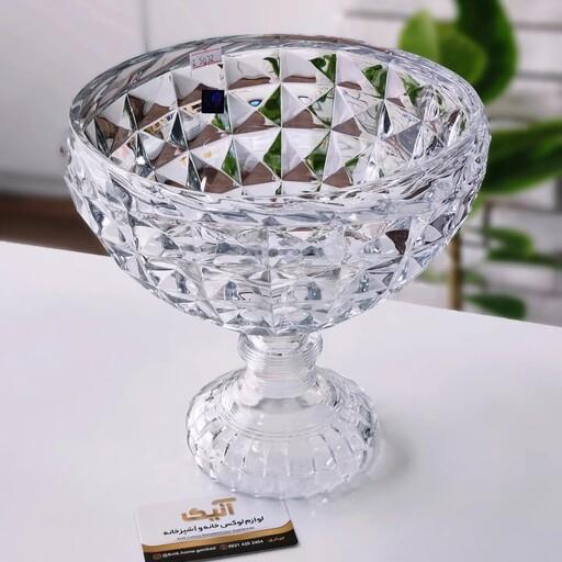 کاسه پایه دار  بلور مدل آکوآمارین